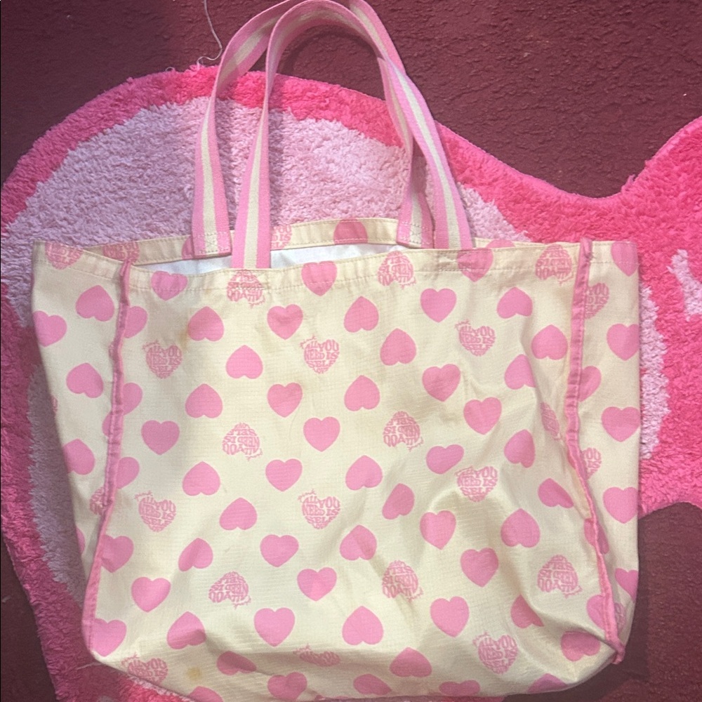 PINK Heart Patterned Tote Bag